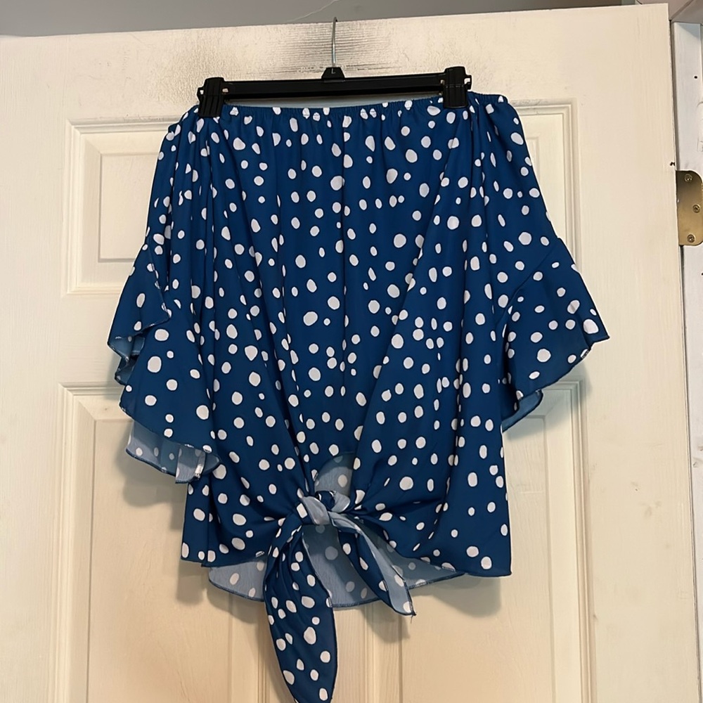 Blue Polka Dot Women's Blouse